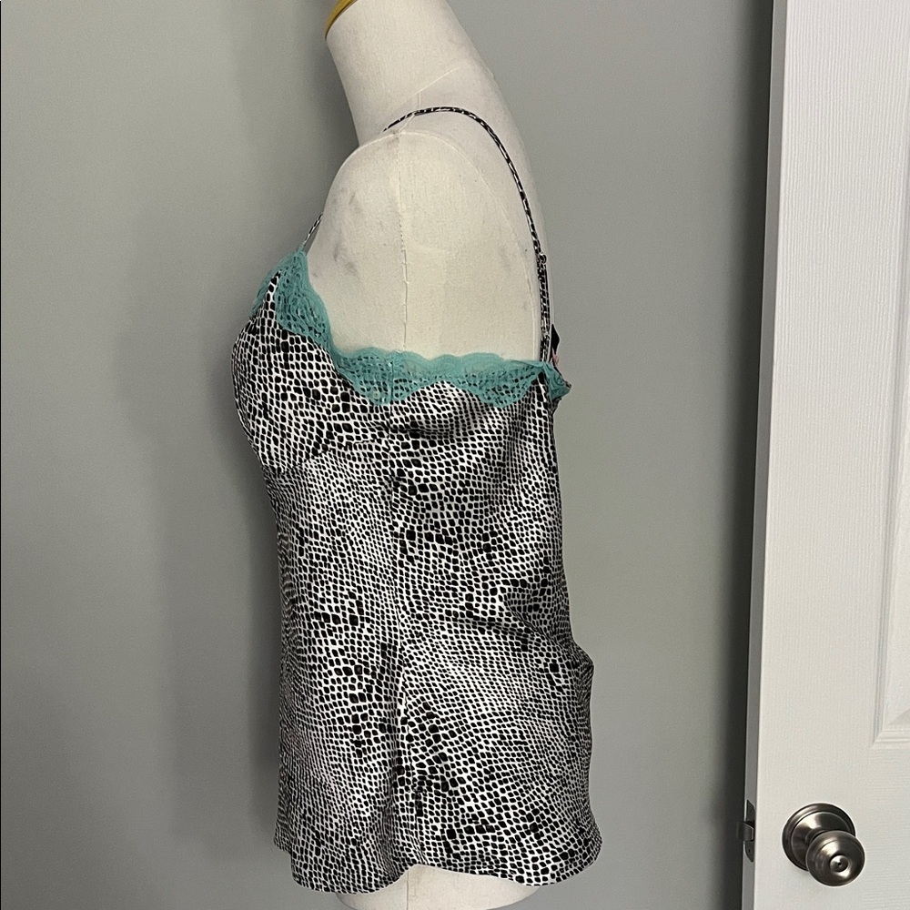 Nicole by Nicole Miller Black and White Cami with Teal Lace - Picture 2 of 7